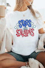 Womens White Stars and Stripes Rolled Sleeve Graphic Tee Woman T Shirts