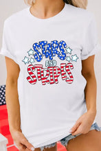 Womens White Stars and Stripes Rolled Sleeve Graphic Tee Woman T Shirts