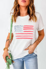 Women's White T-Shirt with American Flag Graphic Woman T Shirts