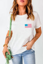 Womens White T Shirt with American Flag Graphic Woman T Shirts