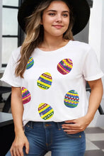Womens White T Shirt with Easter Egg Pattern White Woman T Shirts