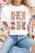Womens White T Shirt with Floral Bunny Print Woman T Shirts