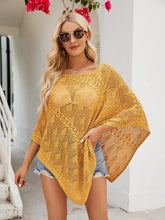 Yellow Knit Poncho Swimwear Cover for Women Acrylic Cotton Blend Mustard Swimwear Cover-Ups