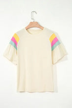 Yellow T Shirt with Color Block Stitched Sleeve for Women Woman T Shirts