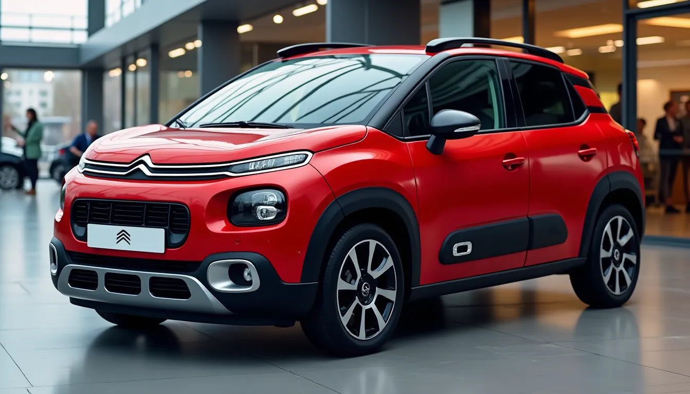 2019 Citroën C3 Aircross PureTech Feel in red with black accents and silver alloy wheels