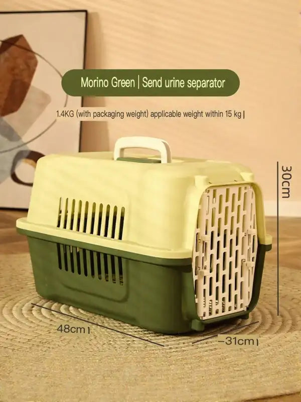 Morino green pet carrier, essential pet supply with two-tone design