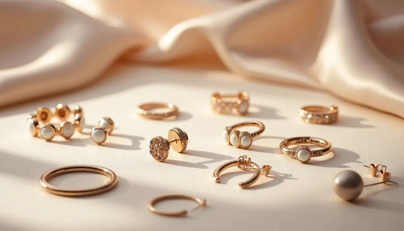 Elegant rose gold jewelry with pearls and gemstones from Hipomarket’s premium earring collection