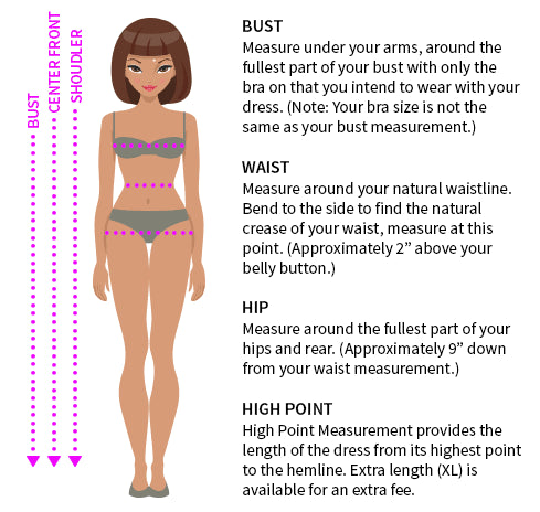 Diagram illustrating how to measure waist hips and chest for casual shirt sizing
