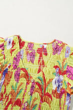 Cheetah Plant Print Shirred Button V Neck Maxi Dress Woman Maxi Dress