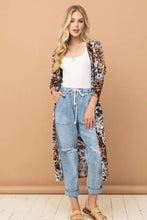 And The Why Leopard Kimono Open Front Longline Cardigan Leopard Woman Outerwear