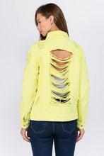 American Bazi Distressed Back Button Down Denim Jacket Woman Outerwear