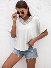 Ivy Lane Lace Detail V-Neck T-Shirt White