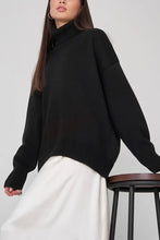 Turtle Neck Dropped Shoulder Sweater Black Sweater Pullovers