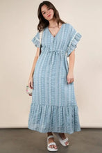 VERY J Embroidered Boho Ruffled Midi Dress Casual Dresses