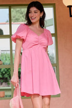 Mittoshop Sweetheart Puff Sleeve Smocked Mini Dress PINK Casual Dresses