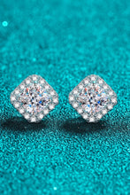 925 Sterling Silver Inlaid 2 Carat Moissanite Square Stud Earrings Silver One Size