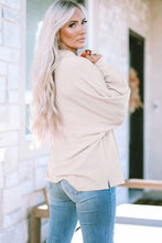 Collared Neck Half Button Long Sleeve Blouse Woman Blouses