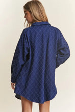 J.NNA Rhombus Stitched Button Up Denim Shacket Woman Outerwear