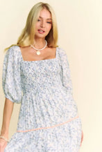 Davi & Dani Contrast Ric Smocking Bodice Tiered Midi Dress Casual Dresses