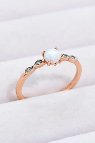 Opal Contrast Platinum-Plated Ring Rose Gold Rings