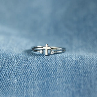 925 Sterling Silver Cross Ring Silver One Size