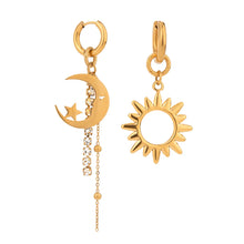 Sun Moon Asymmetric Drop Earrings