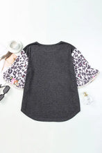 Leopard Flounce Sleeve Round Neck Top Woman Blouses