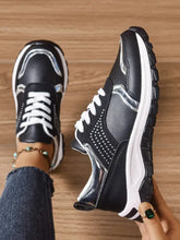 Lace Up Round Toe Sneakers Black Woman Sneakers