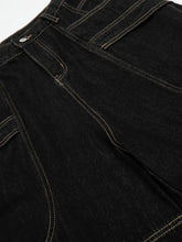 Men's Wide-Leg Denim Shorts with Contrast Stitching Denim Shorts