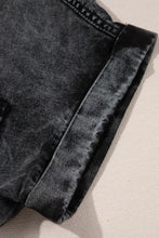 Short Sleeve Flap Pocket Button Up Raw Hem Denim Shirt Woman Denim Tops