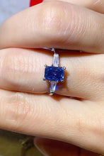 1 Carat Moissanite Platinum-Plated Rectangle Ring in Blue Rings