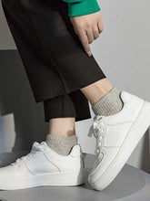 Lace Up Round Toe Platform Shoes White