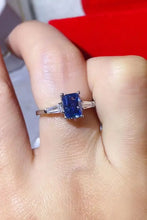 1 Carat Moissanite Platinum-Plated Rectangle Ring in Blue Rings