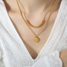 Heart Pendant Double-Lrayed Necklace Gold One Size