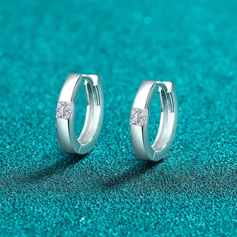 925 Sterling Silver Moissanite Huggie Earrings Silver One Size