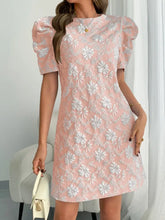 Round Neck Puff Short Sleeve Mini Dress Woman Dress