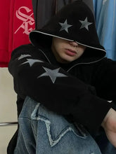 Men's Star Embroidery Zip Up Hoodie Mens Tops