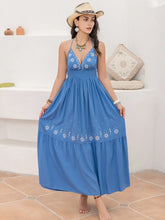 Printed Halter Neck Maxi Cami Dress French Blue Woman Maxi Dress