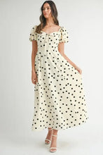 MABLE Polka Dot Puff Sleeve Midi Dress Cream Casual Dresses
