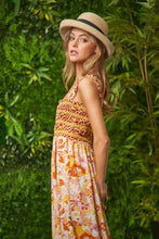 Davi & Dani Multi Smocked Bodice Geo Ruffle Strappy Midi Dress Casual Dresses