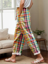 Tied Contrast Plaid Pants with Pockets Styl A