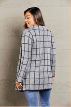 Printed Open Front Lapel Collar Cardigan with Pockets Woman Outerwear