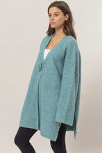 HYFVE Front Rosette Longline Slit Sweater Cardigan Woman Outerwear