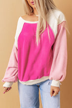 Round Neck Dropped Shoulder Color Block Sweatshirt Woman Sweatshirts