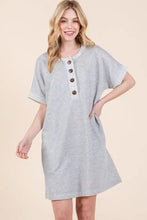BOMBOM Casual Contrast Trim Henley Dress Casual Dresses