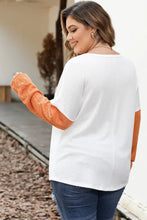 Plus Size Color Block Dropped Shoulder Blouse Woman Blouses