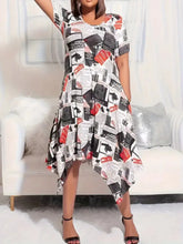 Printed Round Neck Short Sleeve Midi Dress Casual Dresses