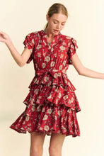 Davi & Dani Ruffle Flutter Sleeve Tie Belt Tiered Mini Dress Casual Dresses