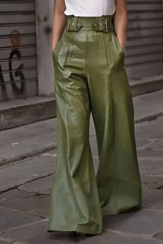 High Waist Wide Flare Pants Moss