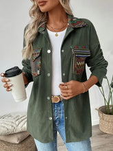 Snap Down Long Sleeve Jacket with Chest Pockets Woman Outerwear